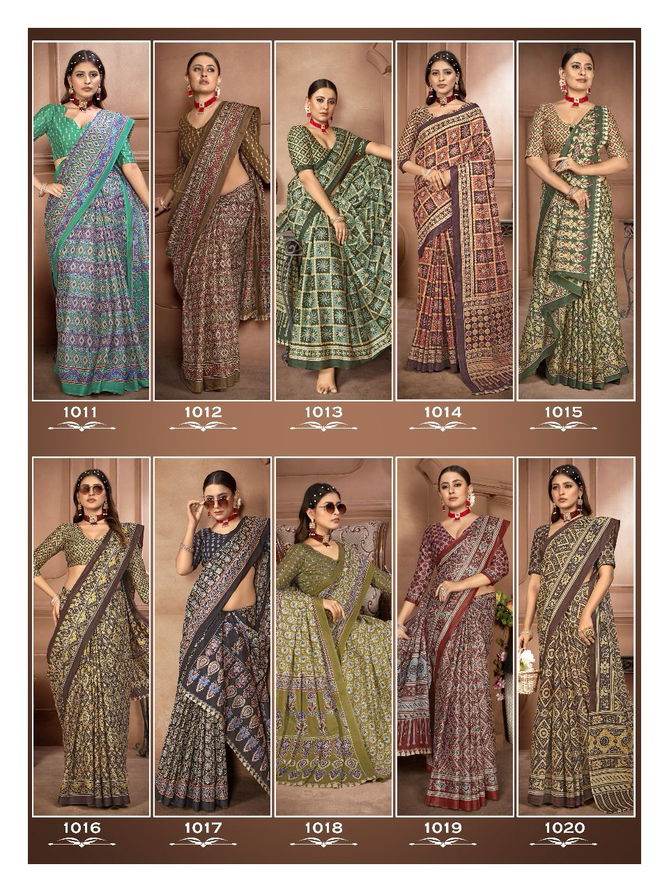 Smc Ajarakh Block Printed Cotton Daily Wear Sarees Wholesale Market In Surat
